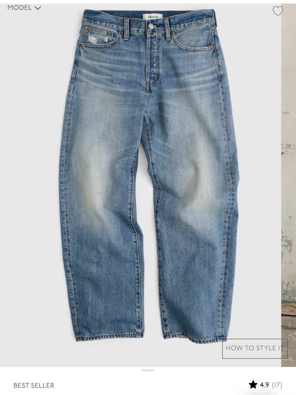 Madewell The Barrel-Leg Jean Sz 27